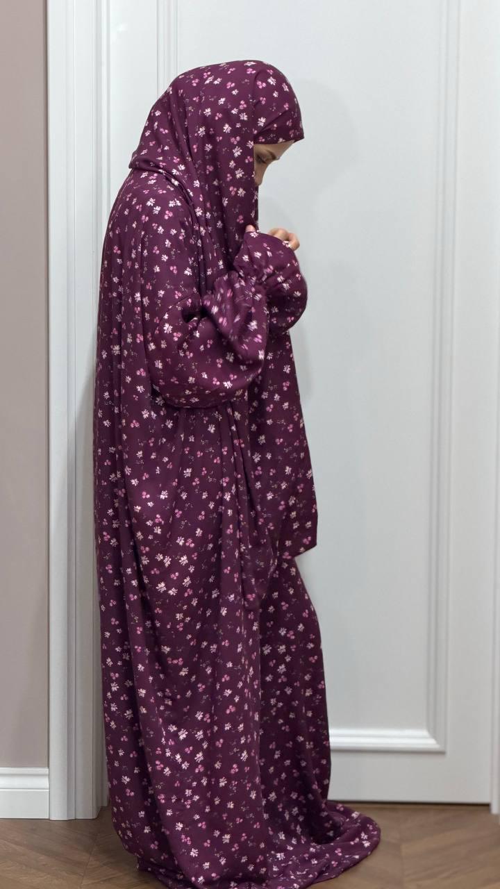 Zweiteiliges Gebetskleid Amilah – Kleid und Kopftuch in Lila