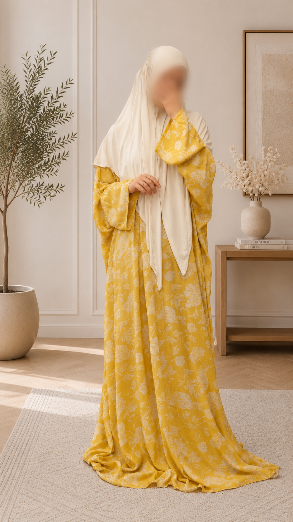 Elegantes Butterfly Abaya Set Shams mit Doppelärmeln und Gummibund