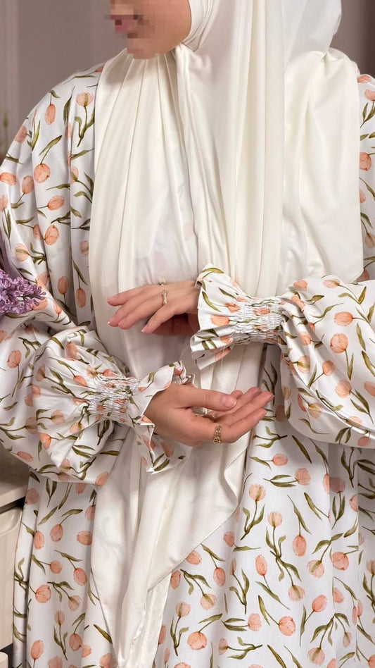 Ärmel Detail Abaya mit floralem Muster.