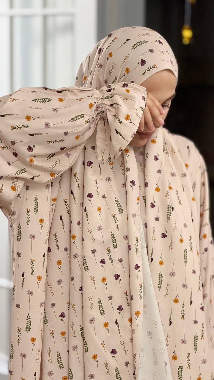 Detail Fida Abaya weiche Viskose mit feinem Blumenmuster