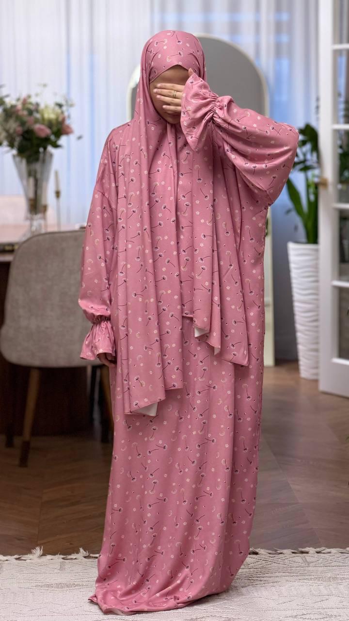 Zweiteiliges Gebetskleid Naila – Kleid und Kopftuch Set in Rosa