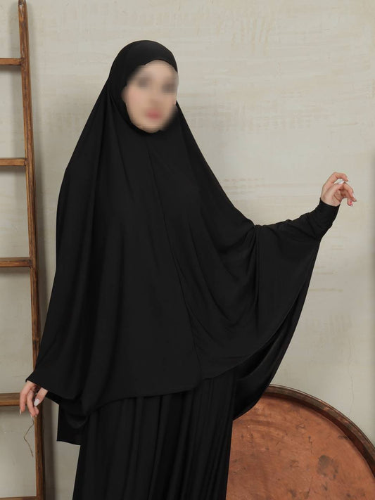 Schwarzer zweiteiliger Jilbab Aswad Layl mit Rock locker fallend