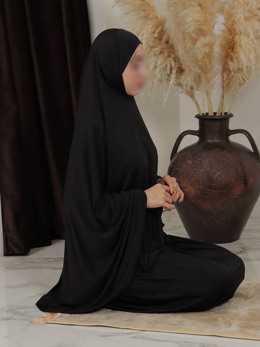 Islamischer Jilbab Schwarz vollständig bedeckend mit weiter Passform