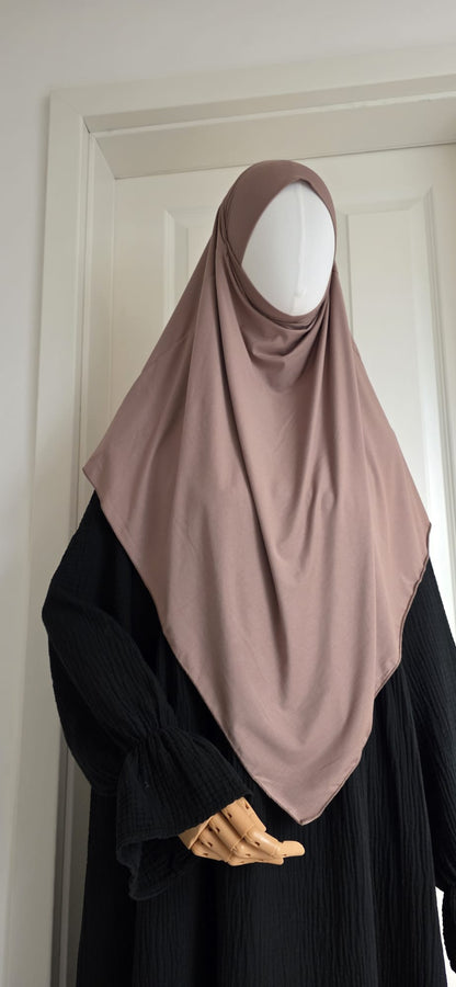 Kurzer Khimar in Beige aus weicher Viskose schlicht und elegant