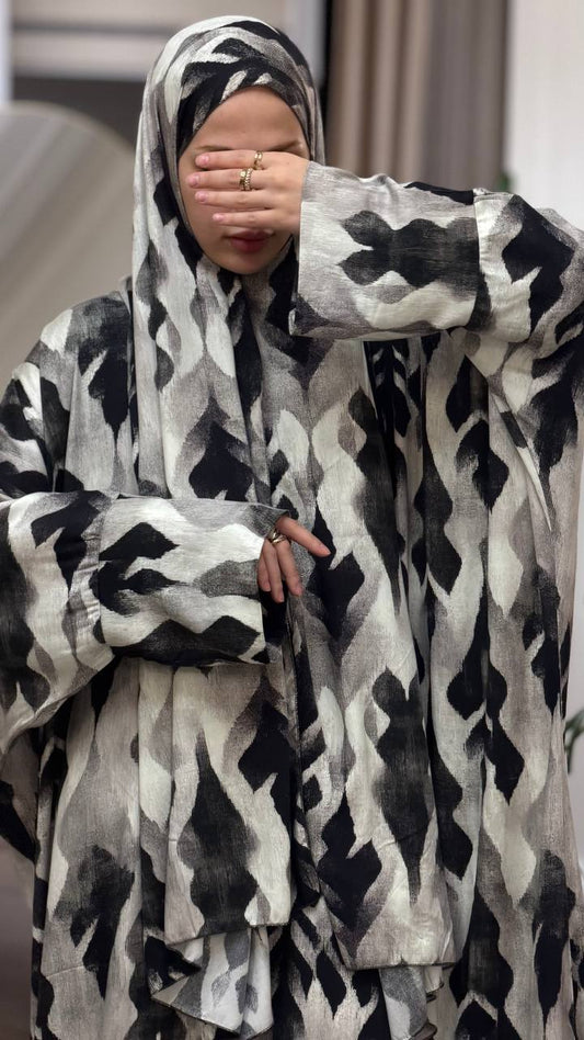 Tahira Abaya mit Reißverschluss vorne und Doppelärmeln